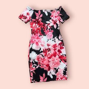 Calvin Klein Pink and Black Floral Dress